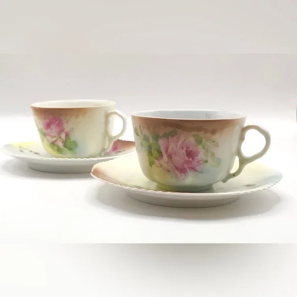Rosenthal Floral Porcelain Tea Cups and Saucers - Antique - Picture 12 of 12